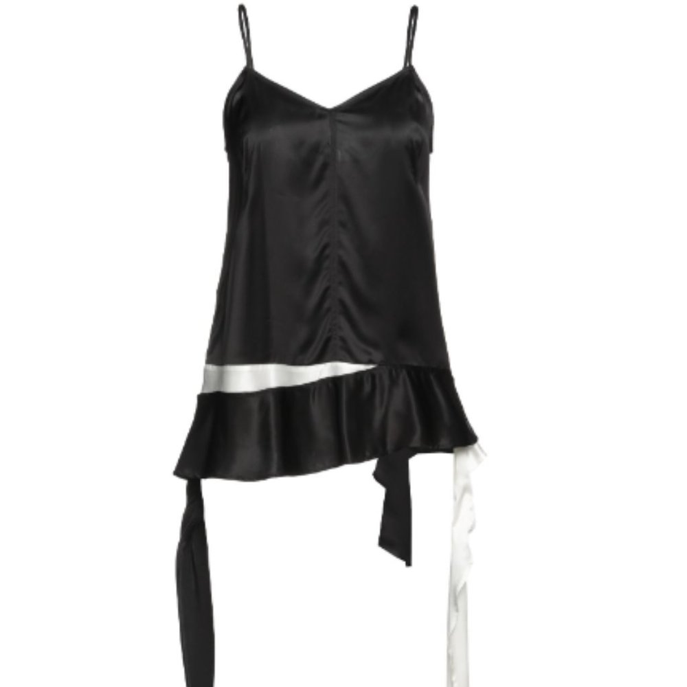JW ANDERSON Draped Two-Tone Satin Cami Black and White